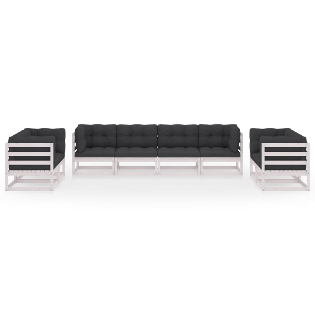 8-tlg. Garten-Lounge-Set mit Kissen Kiefer Massivholz